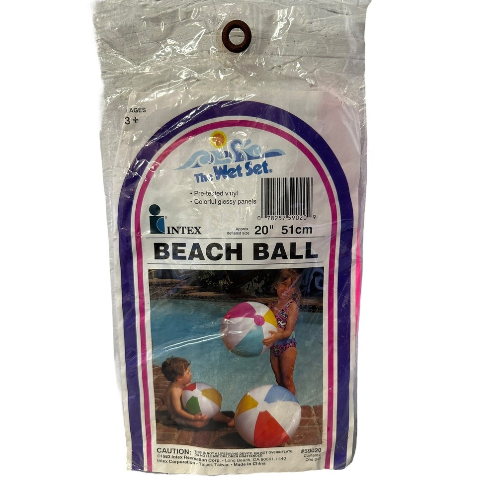 Vintage Intex The Wet Set 20 Inch Beach Ball 1983 NEW NOS Model 59020